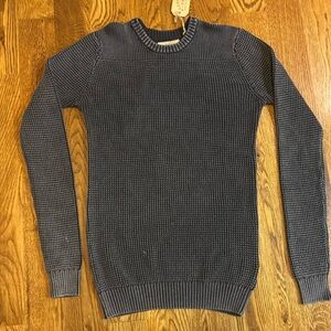 Longjohn & Sons Washed Black Waffle Knit Crewneck Sweater